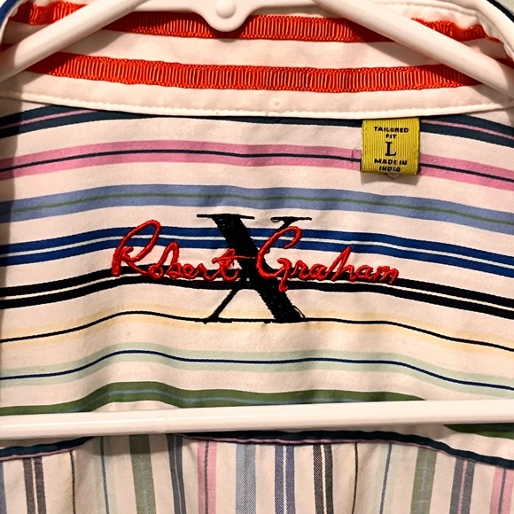 Robert Graham - Men’s Large - X Collection Striped Shirt -Flip Cuff -100% Cotton - Picture 10 of 14